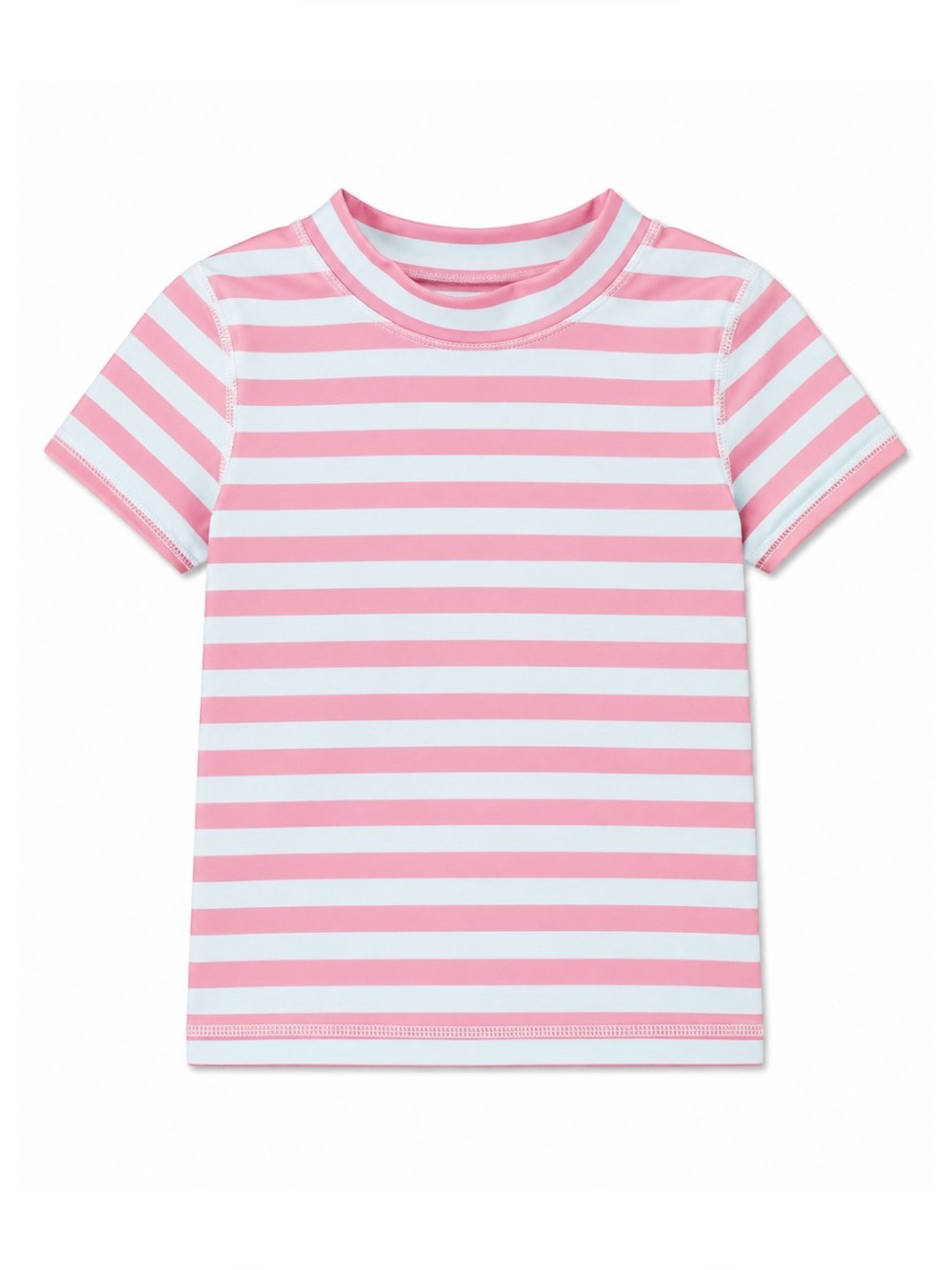 Primary Toddler Girls Pink & White Striped Short Sleeve Rashguard Size 2/3